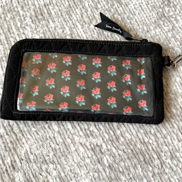 Vera Bradley Quilted Microfiber RFID Tech Wristlet Wallet Solid Black Red Rose - Picture 4 of 9